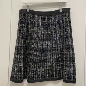 Nanette Lepore Blue Black & Grey Metallic Tweed Skirt (small)